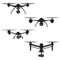 Drone icon set. Quadcopter with camera isolated on white background. Vector illustration Royalty Free Stock Photo